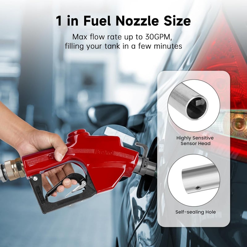 BreAro 1 Inch NPT Automatic Fuel Nozzle Auto Shut-Off Red with Swivel Joint 19/16 Inches (OD=30mm) Gas Pump Nozzle Three Notch Hold Open Clip Used For Diesel, Petro - Image 3
